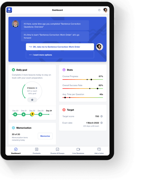 Tablet device with &ldquo;GMAT Prep | Bloomberg Exam Prep&rdquo; app
